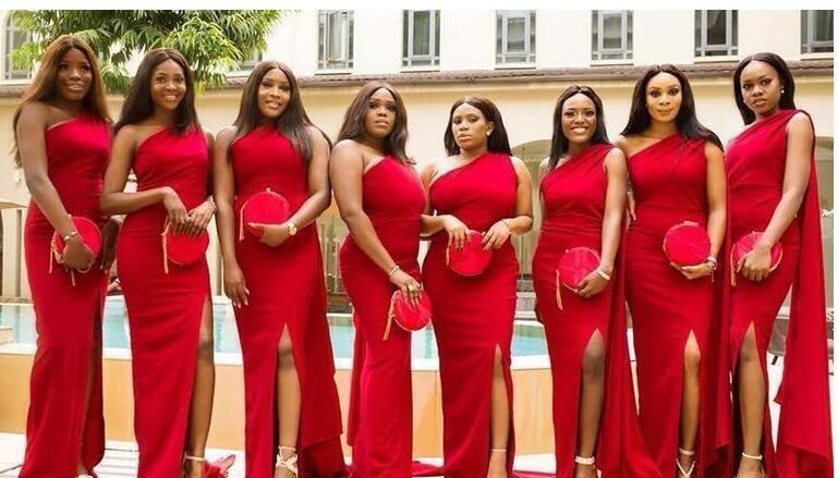 Red Bridesmaid Dresses Mermaid One Shoulder Summer Country Garden Formal Wedding Party Guest Maid of Honor Gowns Plus Size Custom Made