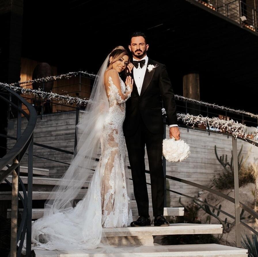 2020 Country Mermaid Dresses Plus Size Lace Backless Long Sleeve vestidos de novia V Neck Illusion Tulle Bridal Wedding Gowns