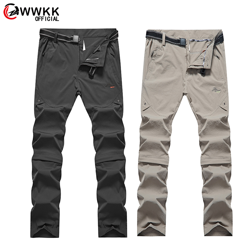 WWKK 2020 Men's Summer Quick Dry Hiking Removable Pants Outdoor Sports Man Camping Fishing Climbing Trekking Male Trousers, Black