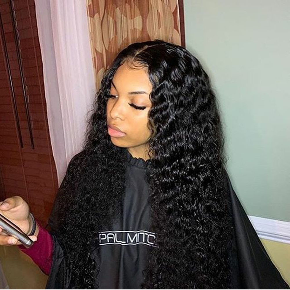 Curly Lace Front Human Hair Wigs Bleached Knots Middle Ration Wig 13x4 With Baby Hairs For Women 130 Density diva1