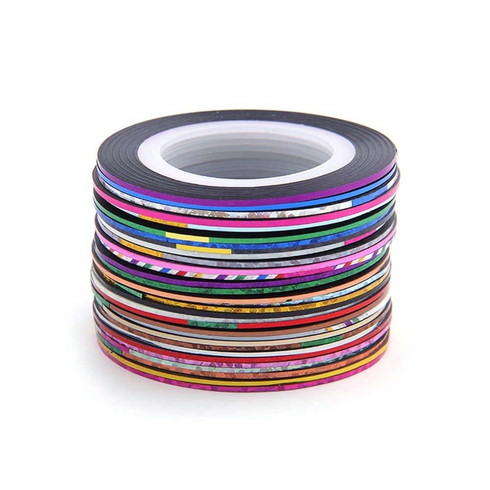 30pcs/set Nails Striping Tape Line Mixed Colorful Nail Art Stickers Strip Rolls Decals for Decorations