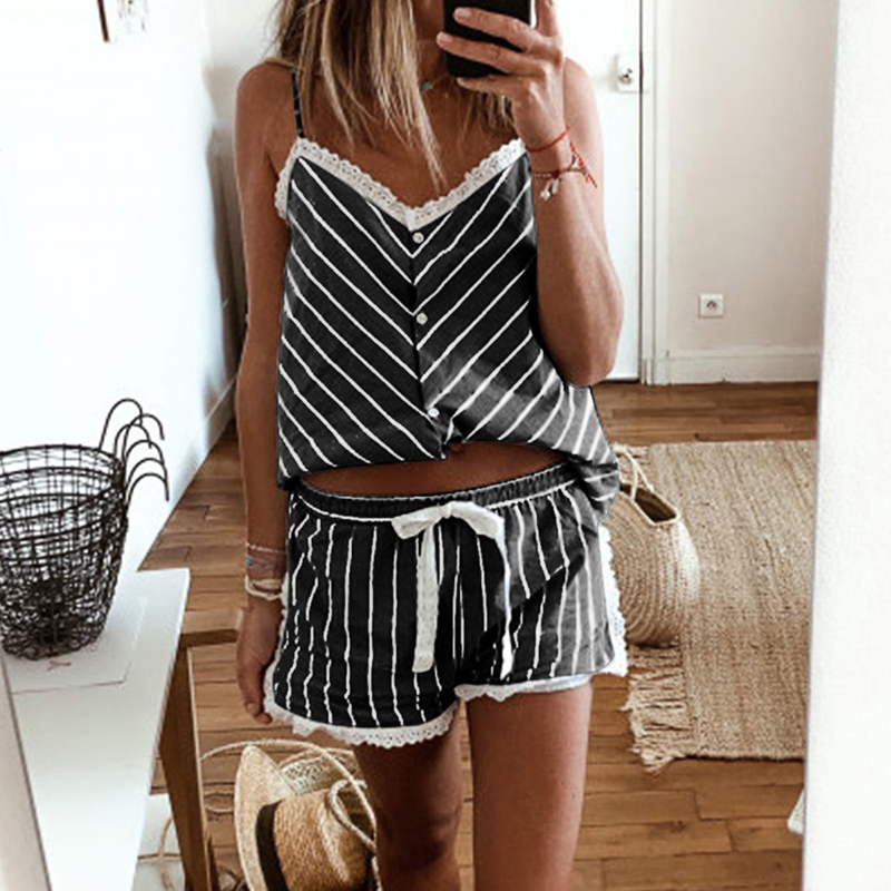 Womens Stripe Short Pajamas Set Sleeveless Camisole Shorts Set Plus Size Summer Nightwear Sleepwear
Womens Stripe Short Pajamas Set Sleeveless Camisole Shorts Set Plus Size Summer Nightwear Sleepwear