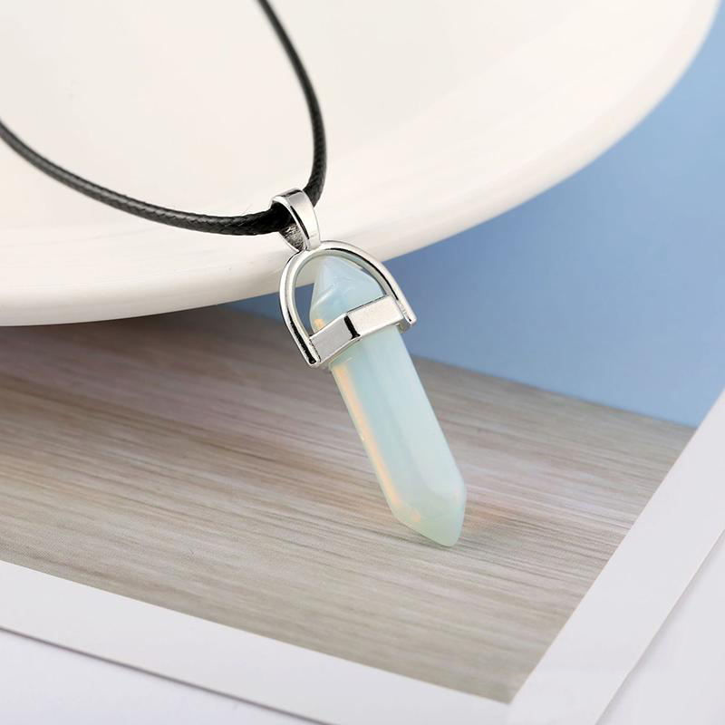 New Hexagonal prism Bullet necklaces For women Men Natural Healing Crystals Quartz Point stone Pendant String Rope chains Fashion Jewelry