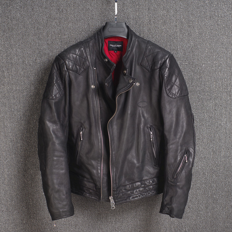2019 Men's japanese style water finish cow leather jacket washed vintage motorcycle jacket cotton liner moto biker male, Washed vintage black 
2019 Men's japanese style water finish cow leather jacket washed vintage motorcycle jacket cotton liner moto biker male, Washed vintage black