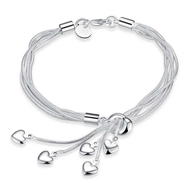 best gift 925 silver Tai Chi hanging heart bracelet chain DFMCH067, brand new sterling silver plated Chain link gemstone bracelets