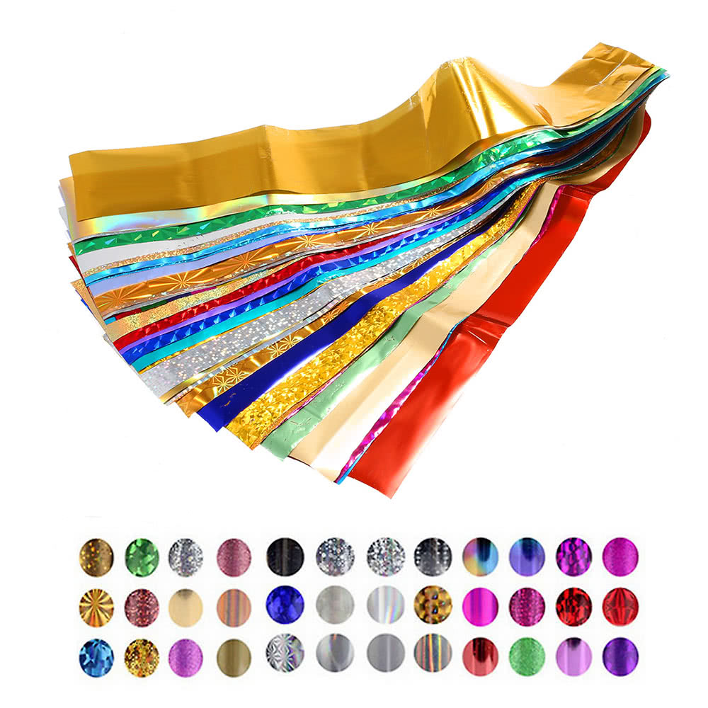 3D Nail Art Foils Laser Shinning Water Transfer Sticker Star Stickers Manicure Decals DIY Tips Polish Decorations for Christmas 50Colors