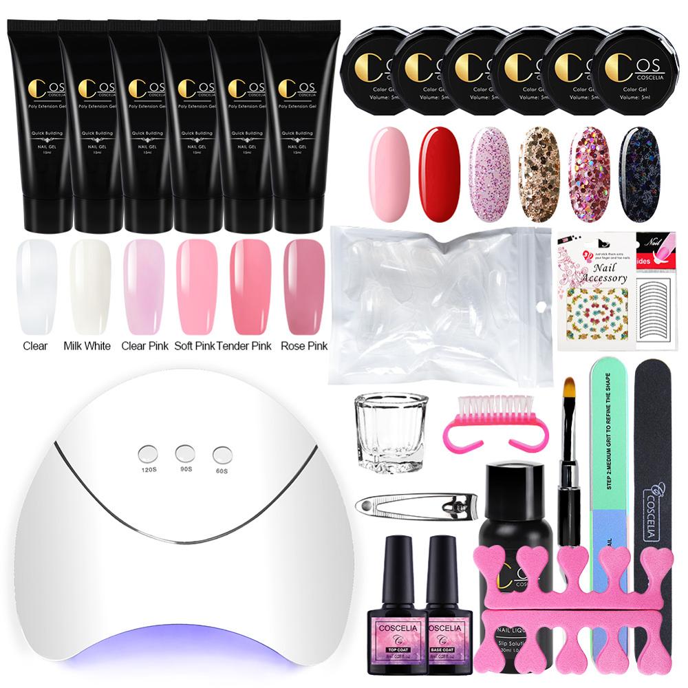 Nail Art Kits Manicure Set For Kit 36W UV Lamp Dryer Gel Polish Extending Poly With
