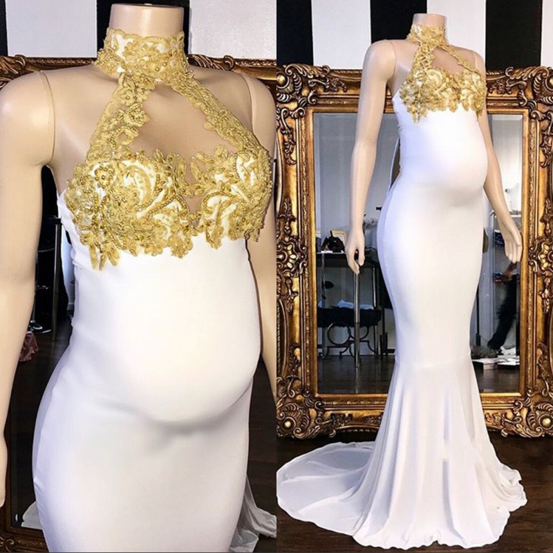 Sexy Brilliant Mermaid Pregnant Prom Dresses 2020 New Long Sleeveless Ruffles High Neck Floor Length Maternity Evening Dress Party Gowns, Brown
Sexy Brilliant Mermaid Pregnant Prom Dresses 2020 New Long Sleeveless Ruffles High Neck Floor Length Maternity Evening Dress Party Gowns, Brown