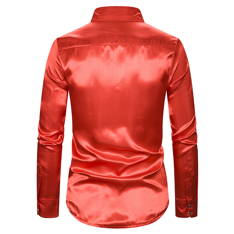 autumn new Sequin show night club host emcee gilt men's Lapel Long Sleeve Shirt Men's Party Wear Shirts