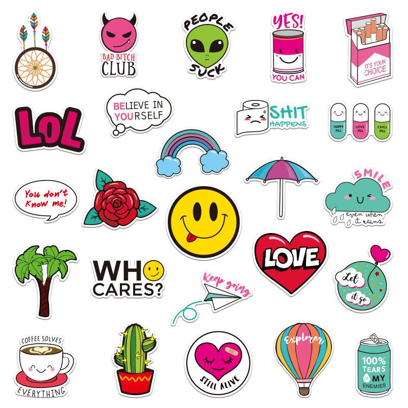 Sticker 70pcs Autocollant imperméable Scooter Scooter Notebook Moto Coupe d'eau Autocollant de réfrigérateur