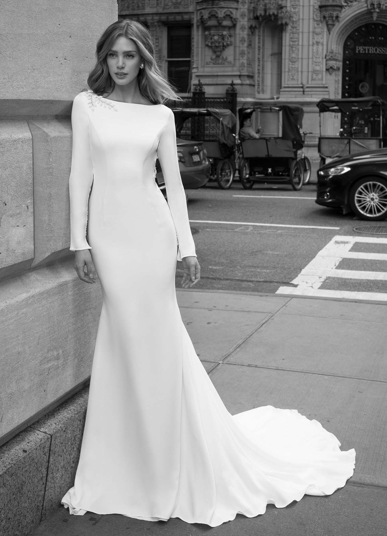 winter mermaid wedding dresses satin long sleeve applique beads backless sweep train bridal gowns plus size beach bohemia wedding dress