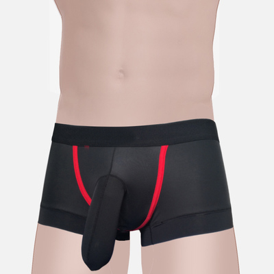 Men's Ice Silk Underwear Pants Gun Egg Elephant penis sleeve Sexy U Convex Low Waist Short Pants underwear men gay boxers