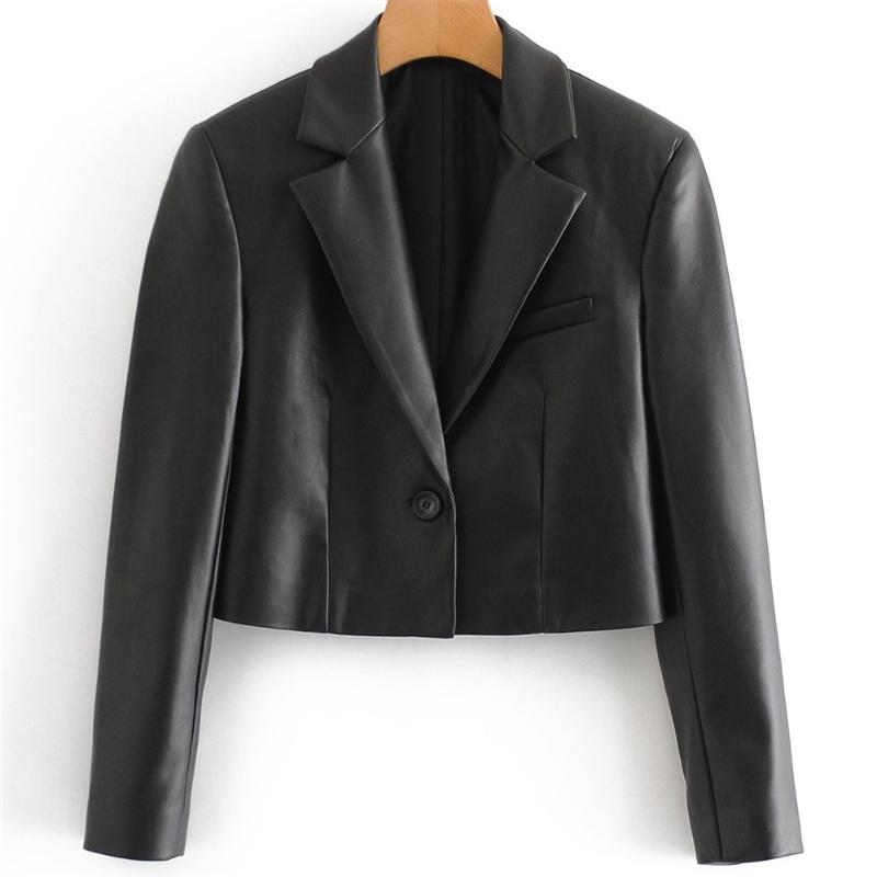Fall 2020 Women's Fashion Wild Long Sleeve Suit Collar One Button Short PU Leather Temperament Hong Kong Flavor Blazer, Black
Fall 2020 Women's Fashion Wild Long Sleeve Suit Collar One Button Short PU Leather Temperament Hong Kong Flavor Blazer, Black