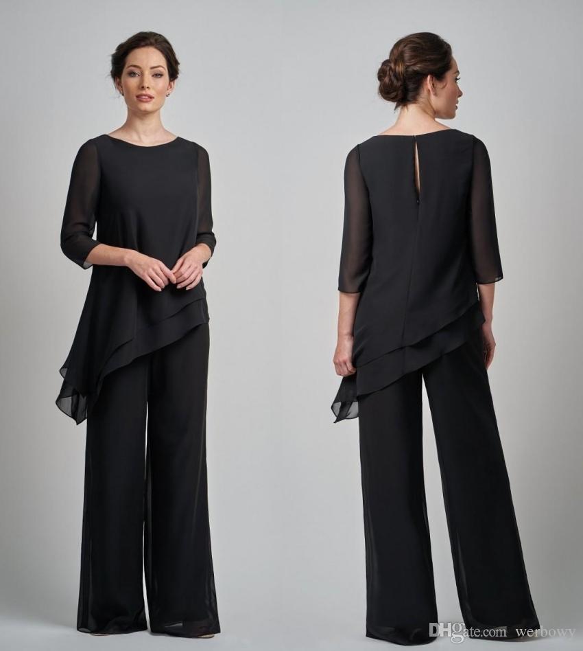 Black Pantsuits Mother Of The Bride Dresses Outfit Two Pieces Garment Dress Evening Wear Pant Suits For Formal Garment Mother's Dresses
Black Pantsuits Mother Of The Bride Dresses Outfit Two Pieces Garment Dress Evening Wear Pant Suits For Formal Garment Mother's Dresses