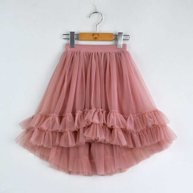 Girls Hi-lo tutu skirts Kids girl Mauve Tulle Skirt Wedding Bridal Bridesmaid Skirt Knee Length Skirt with Ruffles 1-10 YS