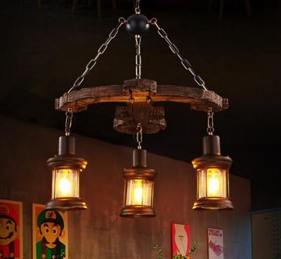 American industrial style vintage loft ship wood chandelier net coffee restaurant bar clothing store arro-boat wood chandelier