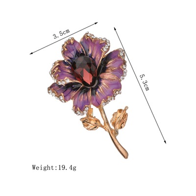 Fashion Rose Flower Crystal Brooches For Women 2019 Dress Scarf Brooch Pins Jewelry Fine Accessories b206