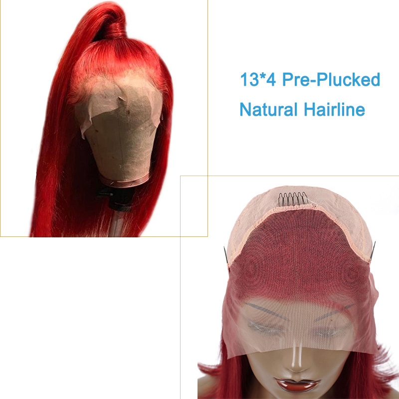 Red Burgundy 13*4 brazilian full Lace Front Wig For Women synthetic hair Wig Pre Plucked With Baby Hair can be braided