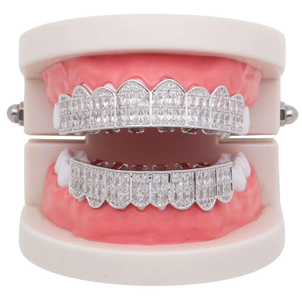 Hip hop grillz for men women diamonds dental grills 18k gold plated fashion cool rappers gold silver crystal teeth jewelry