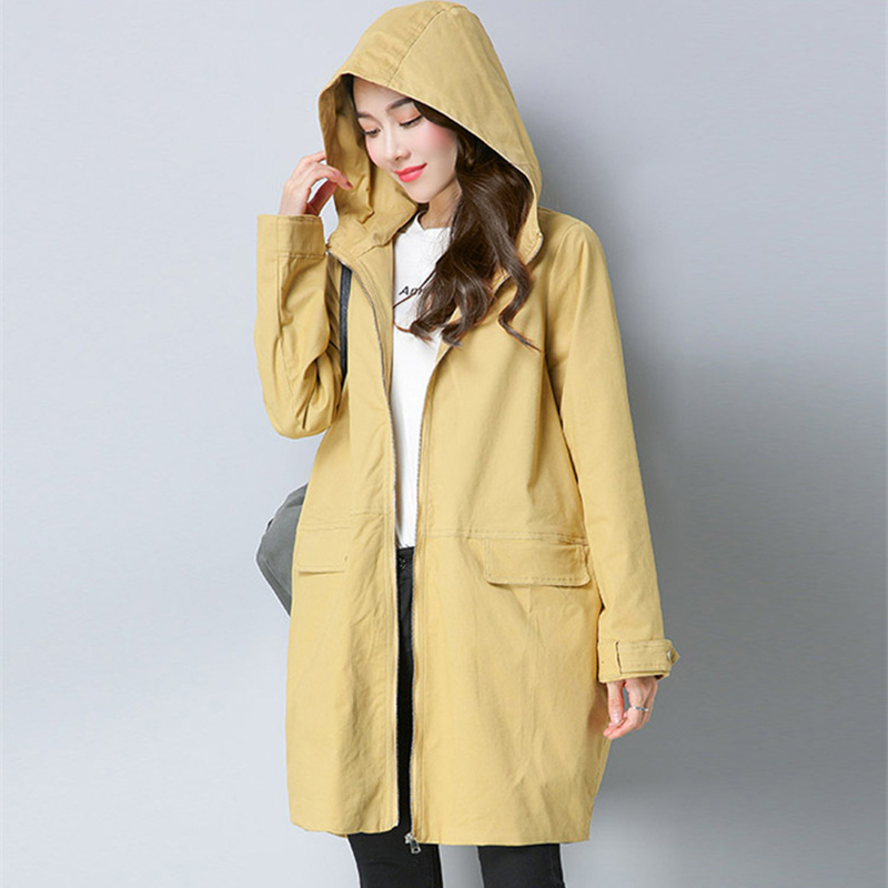 Spring 2020 Trench Coat Women Long Large Size Hooded Pocket Stitching Zipper Loose Cotton Windbreaker Straight Overcoat L445, Black 
Spring 2020 Trench Coat Women Long Large Size Hooded Pocket Stitching Zipper Loose Cotton Windbreaker Straight Overcoat L445, Black