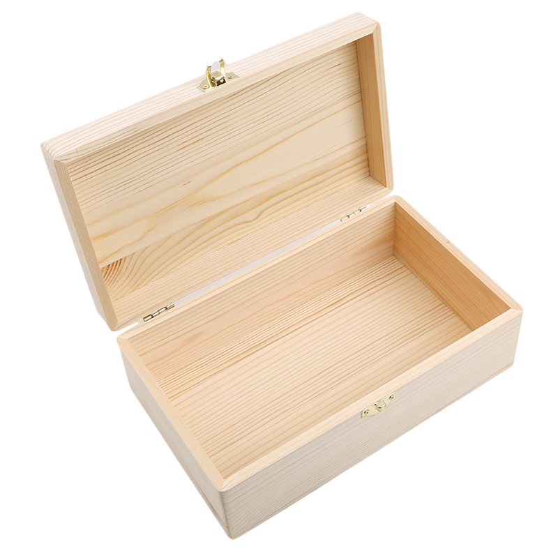 Wooden Storage Box Log Color Pine Rectangular Flip Solid Wood Gift Box Handmade Craft Jewelry Case