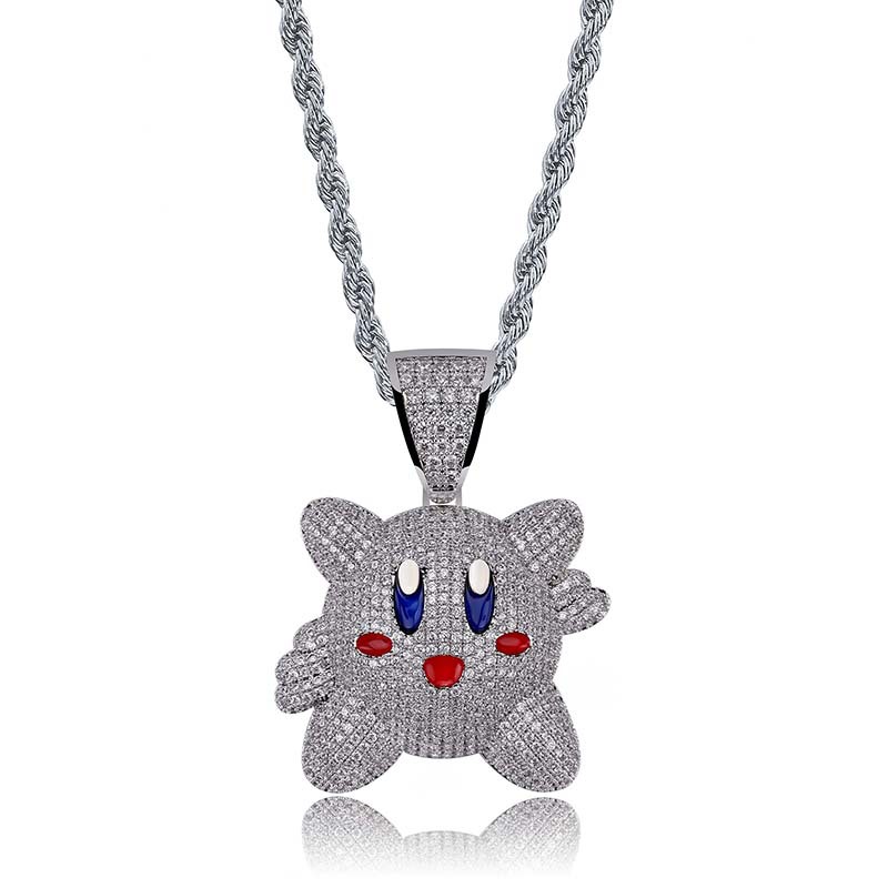 Hip Hop Cute Animal Pendant Necklace Shining Full White Zirconia for Men Women Children Jewelry Gift