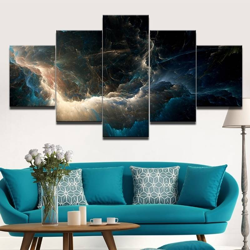 5pcs/set Fantasy Star Unframed Wall Art Oil Painting On Canvas Fashion Textured Paintings Night View Picture Living Room Decor