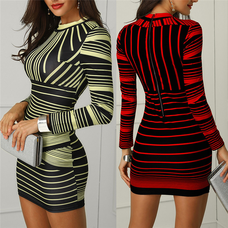 2019 Fashion Luxury Designer Women Dresses Stripe Printed Sexy Slim Crew Neck Long Sleeved Bodycon Dresses Womens Party Dresses, White
2019 Fashion Luxury Designer Women Dresses Stripe Printed Sexy Slim Crew Neck Long Sleeved Bodycon Dresses Womens Party Dresses, White