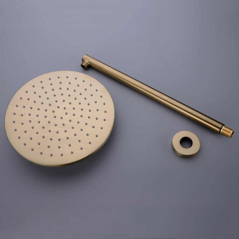 Brass Rainfall Shower Set Brush Gold or Black Wall Mounted Bathroom Shower Head and Cold Mixing Shower Tap 160282504531