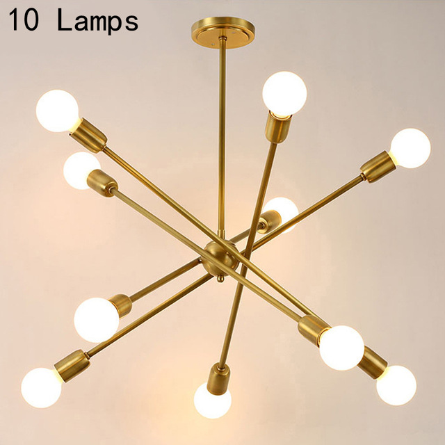 American style copper body 8/10 arm LED Pendant light modern branch with E27 base 4W led lamp pure white free shipping