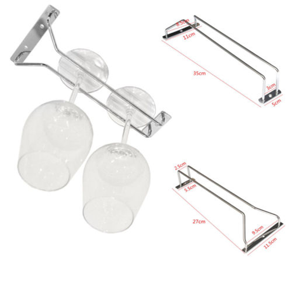 US STOCK 27/35/55cm Wine Glass Hanger Rack Stemware Home Bar Pub Holder Stainless Steel