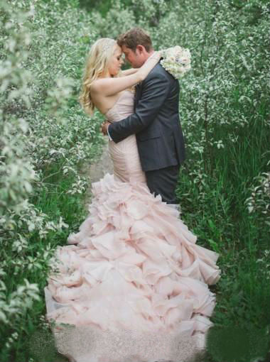 2019 Blush Pink Wedding Dresses Country Style Sweetheart Pleats Tiered Ruffles Mermaid Wedding Dress Plus Size Lace Up Bridal Gowns