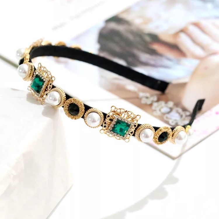 Baroque Retro Pearl Headband Diamond Glass Zircon Hairwear Fashion Rhinestone Hairband Women Hair Jewelry 4 Colors Wholesale