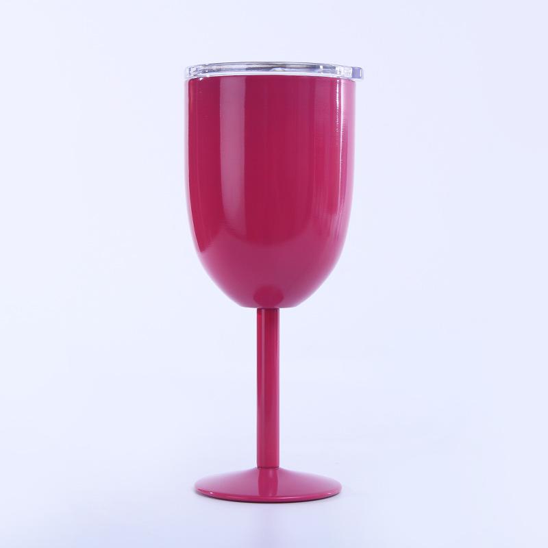 Colorful 10oz Goblet Tumbler With Lid Stianless Steel Wine Glasses Double Wall Insulated Travel Party Wine Mugs