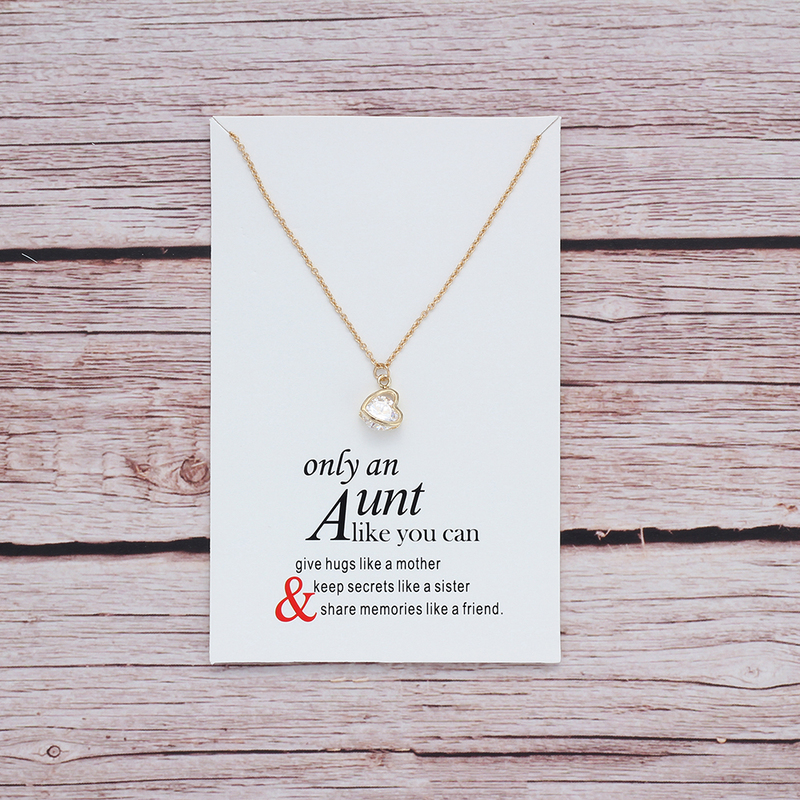Wholesale- From Aunt Love Heart Crystal Necklace for Women Jewelry Friendship Aunt Gifts with Card Adjustable Chian CN70