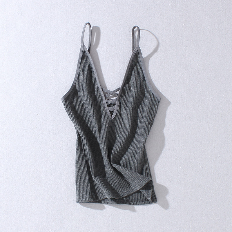 2020 spring and summer new street fashion solid color tight cross camisole female thin sexy bottoming camisole female, Black
2020 spring and summer new street fashion solid color tight cross camisole female thin sexy bottoming camisole female, Black