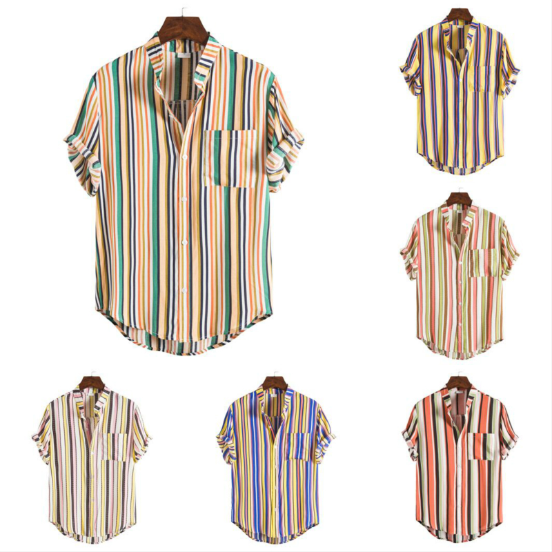 Men's Top Short Sleeve Shirt Stand-up Collar Striped Short Sleeve Shirt Fashion Casual Loose Mens Dress Shirts, Tw08
Men's Top Short Sleeve Shirt Stand-up Collar Striped Short Sleeve Shirt Fashion Casual Loose Mens Dress Shirts, Tw08