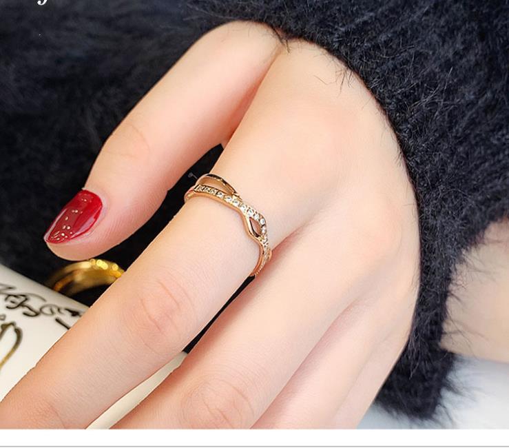 Double row inlaid stone Fashion Ring Jewelry index finger tail ring zircon ring