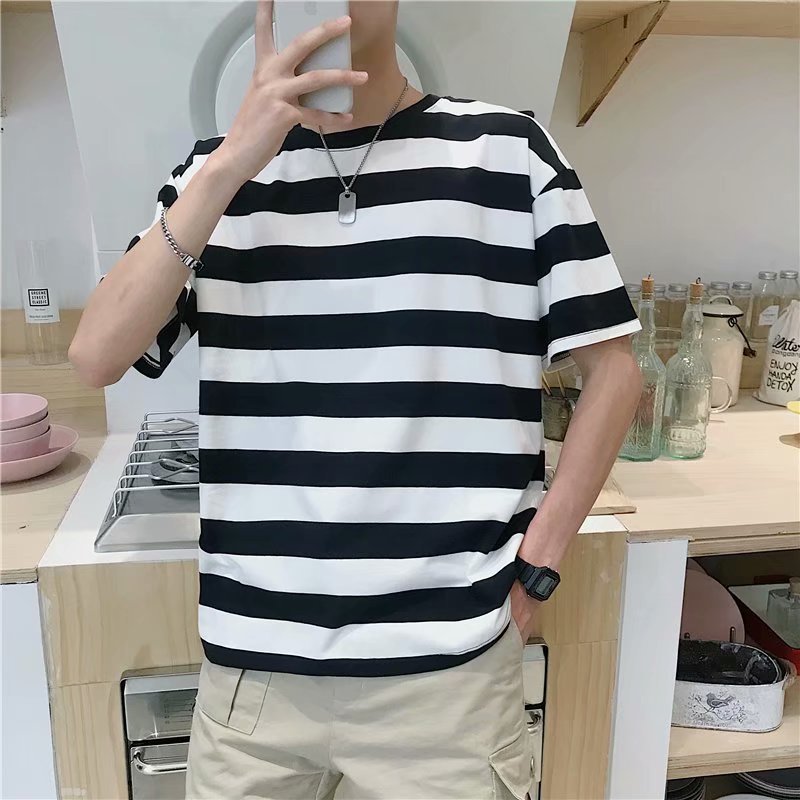 2020 New Style Summer Stripes Short Sleeve T-shirt Men's Korean-style Trend Loose-Fit Clothes Hong Kong Style Popular Brand Base, White
2020 New Style Summer Stripes Short Sleeve T-shirt Men's Korean-style Trend Loose-Fit Clothes Hong Kong Style Popular Brand Base, White