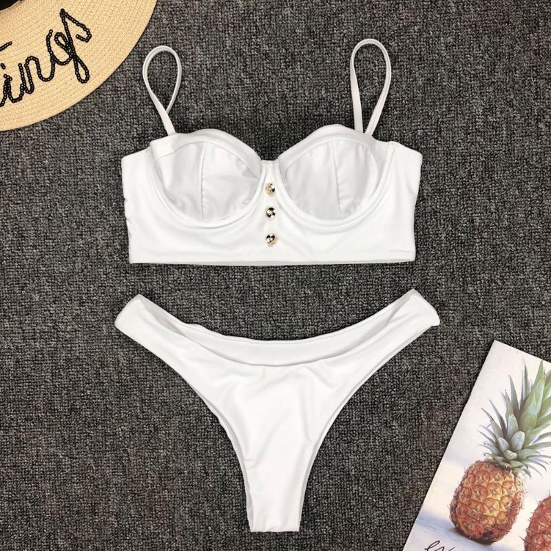Sexy Bikini Retro Push Up Bikini Set Button High Cut Low Waist Swimsuit White Bathing Suit Beachwear Underwear Support
Sexy Bikini Retro Push Up Bikini Set Button High Cut Low Waist Swimsuit White Bathing Suit Beachwear Underwear Support