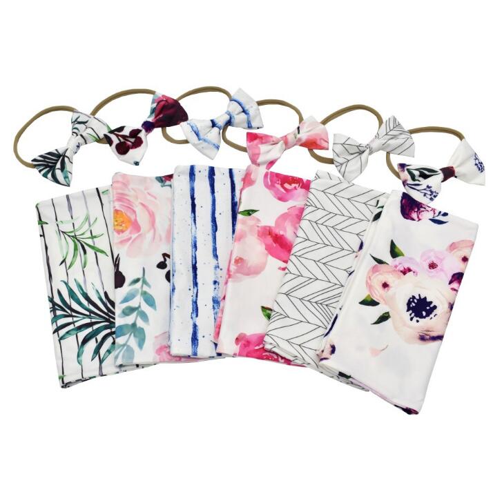 Newborn Infant Baby Swaddle Sleeping Bags Baby Muslin Blanket + Headband Baby Soft Cotton Cocoon Sleep Sack Headband 2pcs set 14710