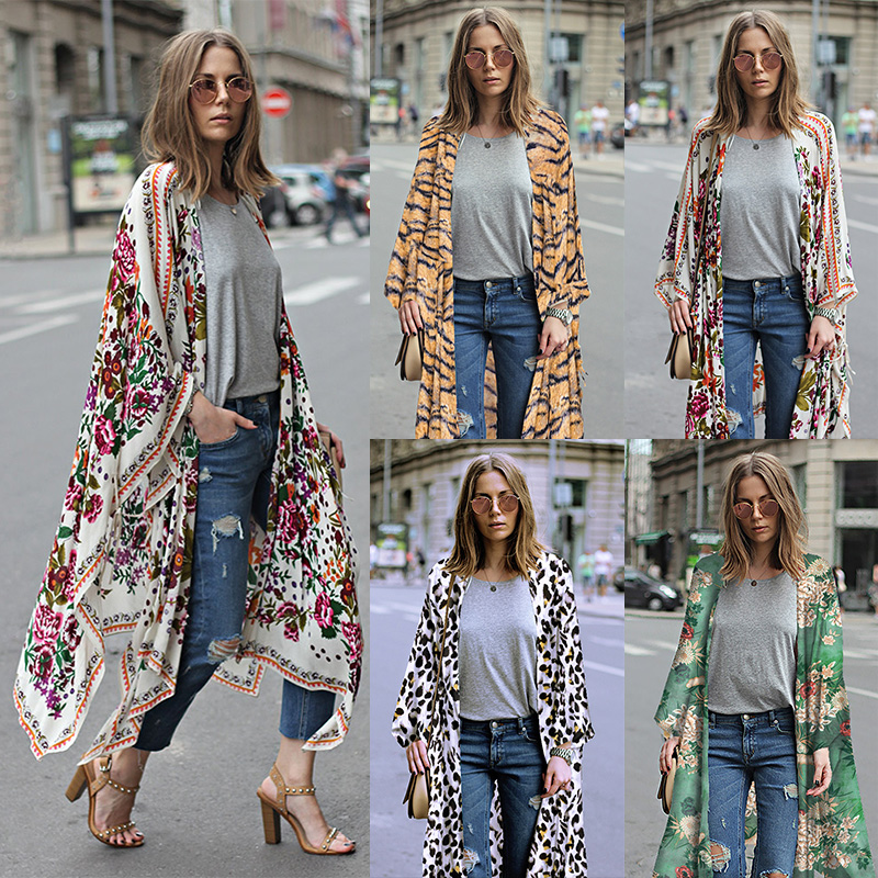 S-5XL Floral printed kimono blouses shirt women fashion long cardigan tops summer casual beach bohemian chiffon bikini swimwear cover ups, White
S-5XL Floral printed kimono blouses shirt women fashion long cardigan tops summer casual beach bohemian chiffon bikini swimwear cover ups, White