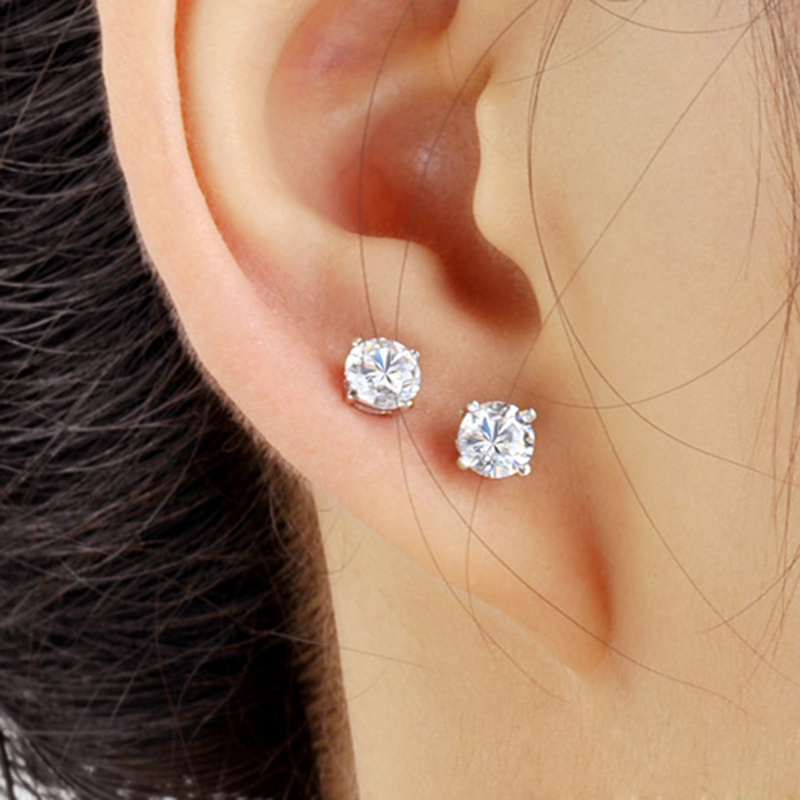 Classic Charm Zircon S925 Sterling Silver Stud Earring Ear Bone Nail Women Men No Fading No Allergies