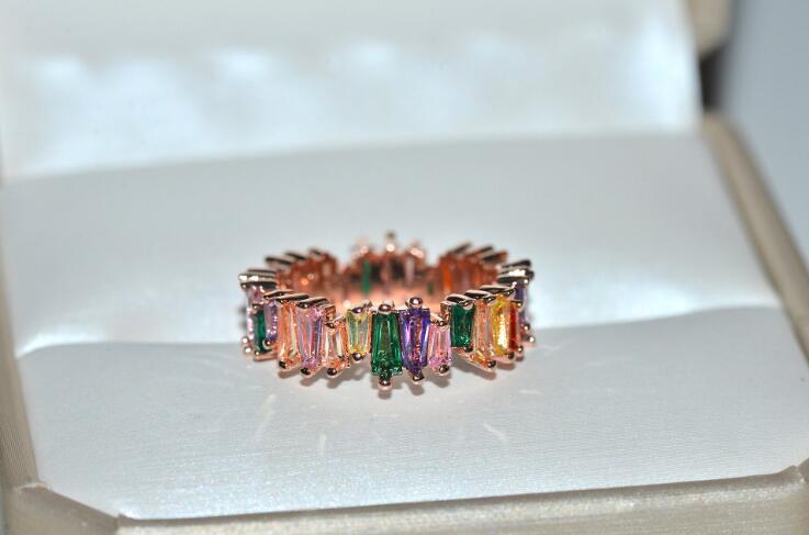 2019 New Top Selg Choucong Jewelry Sterg Sier&Rose Gold Fill T Princess Cut Topaz CZ Dia Party Eternity Women Ring 9039