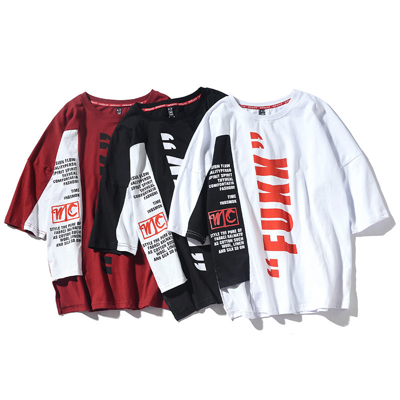 2019 Fashion Summer T-shirts Men Skateboard Hip Hop High Street Funny T Shirts Men 100% Cotton Top Tee Kpop T200219