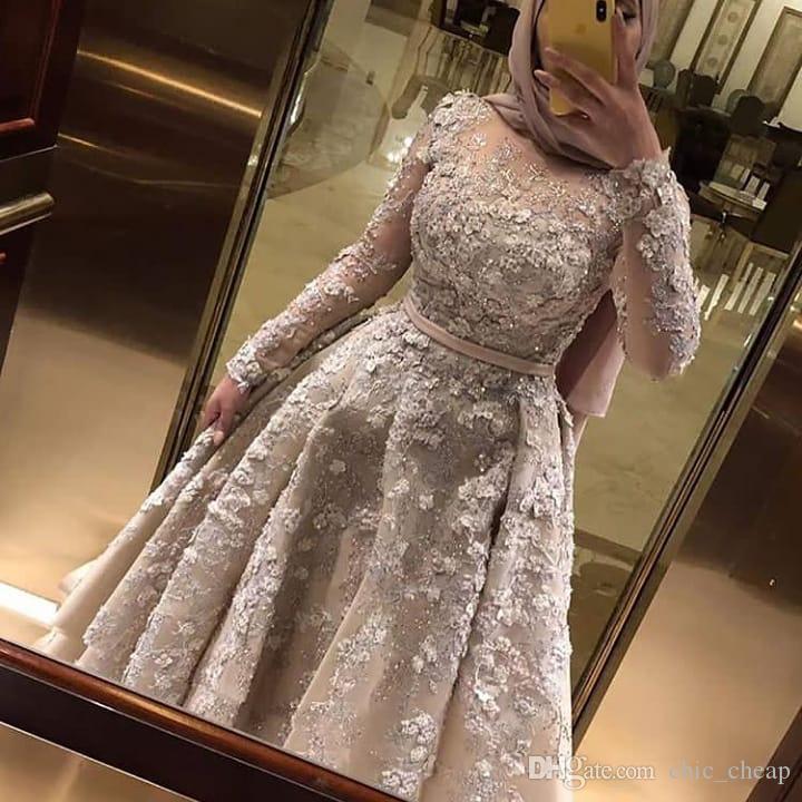 aso ebi arabic luxurious sexy muslim evening dresses lace beaded prom dresses long sleeves formal party second reception gowns dresses