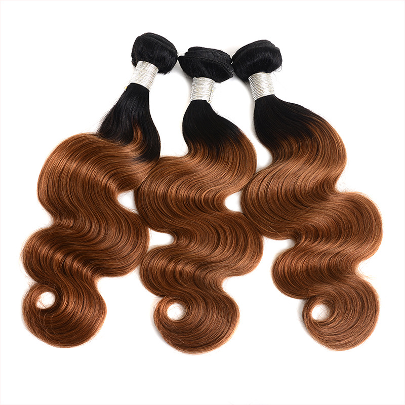Indian Virgin Bundles Body Wave 1B 30 Ombre Human Extensions 4 Pcs T1b/30 Two Tones Color Hair Wefts