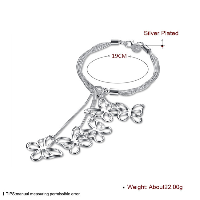 Hot sale best gift 925 silverTai Chi hanging five butterfly Bracelet DFMCH027 sterling silver plated Chain link bracelets high grade