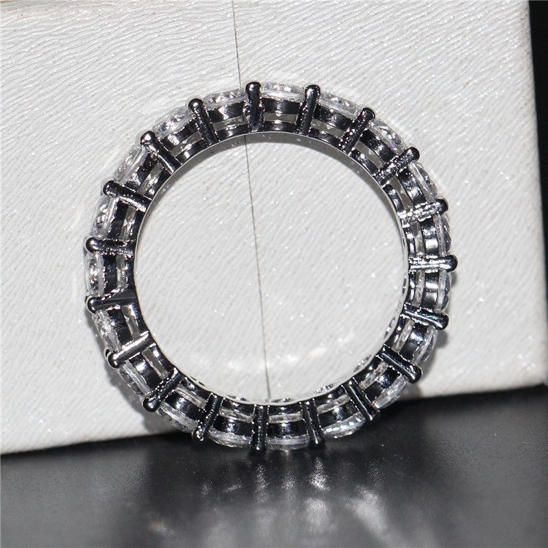 Eternity Promise Finger Ring 925 Sterling Silver Diamond cz Engagement Wedding Band Rings For Women Evening Party Jewelry