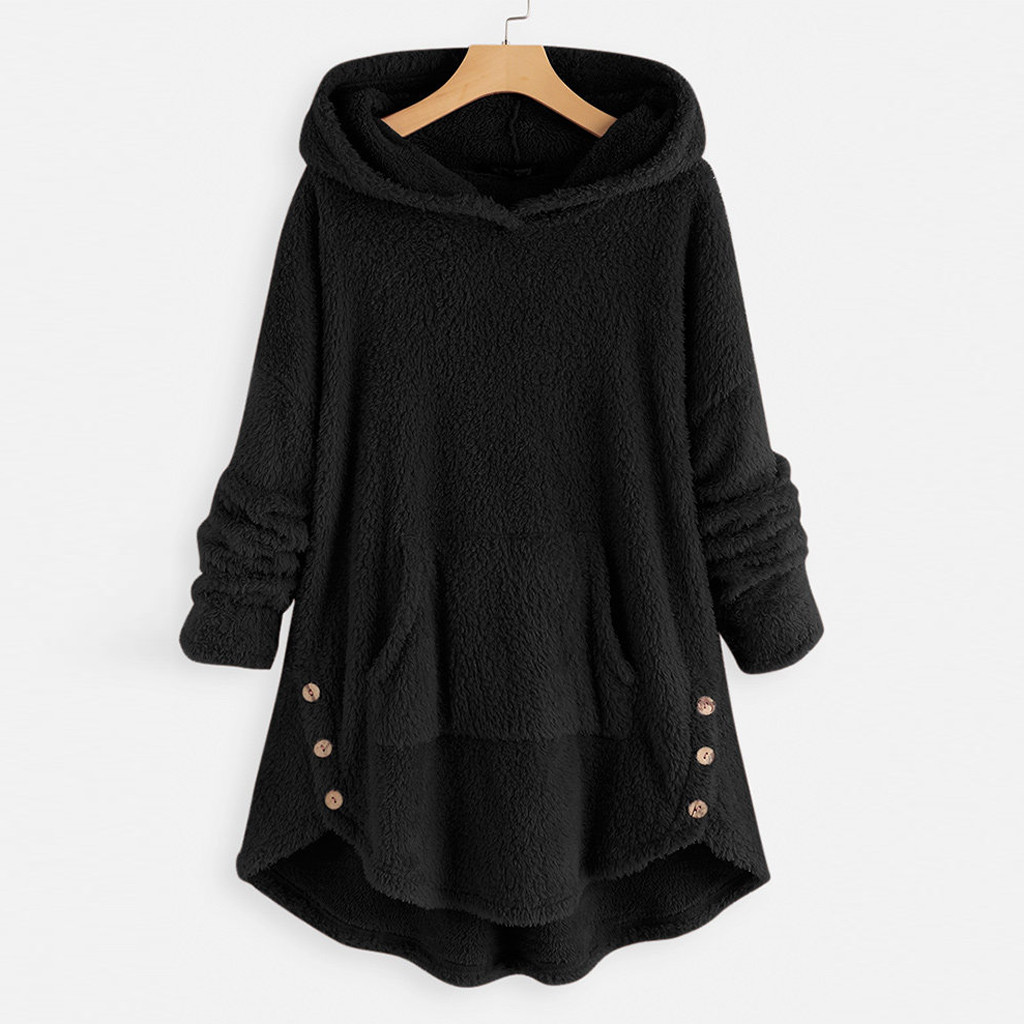 Women Fluffy hoodies Sweatshirt long Autumn Winter warm Fleece Asymmetrical Button Hem Plus Size loose Hoodie pullover home Top, Black
Women Fluffy hoodies Sweatshirt long Autumn Winter warm Fleece Asymmetrical Button Hem Plus Size loose Hoodie pullover home Top, Black